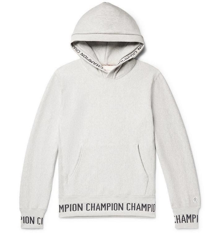 Photo: Todd Snyder Champion - Logo-Jacquard Loopback Cotton-Jersey Hoodie - Gray