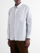A.P.C. - Mateo Striped Logo-Embroidered Cotton-Poplin Shirt - Blue