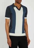 Raith Campi Colour Block Fine-knit Polo Shirt Navy