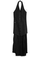 Helmut Lang Halterneck Panelled Twill Mini Dress Black