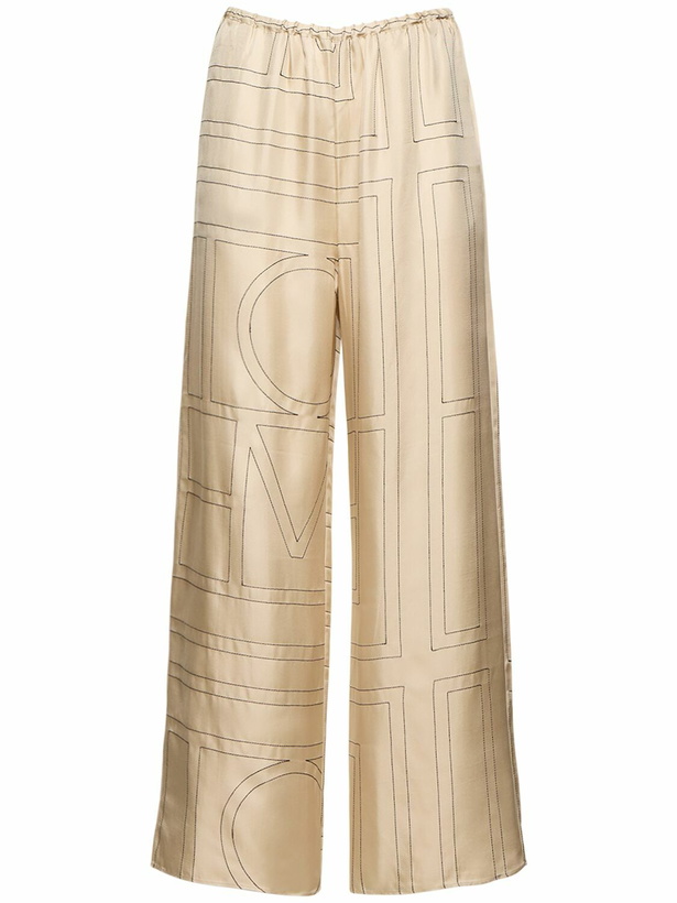 Photo: TOTEME - Monogram Embroidered Silk Pants