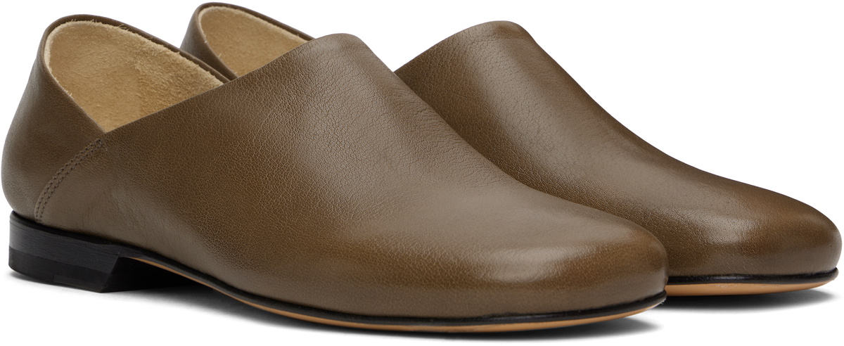 LEMAIRE Taupe Leather Slippers Lemaire