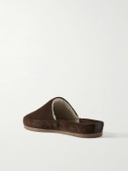 Mulo - Fleece-Lined Suede Slippers - Brown