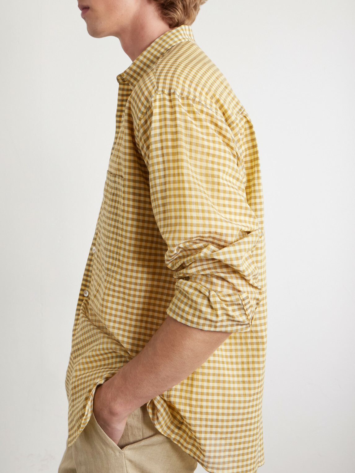 Auralee - Checked Cotton-Poplin Shirt - Yellow