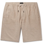 Club Monaco - Slim-Fit Linen and Cotton-Blend Twill Drawstring Shorts - Sand