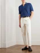 Mr P. - Jacquard-Knit Cotton Polo Shirt - Blue