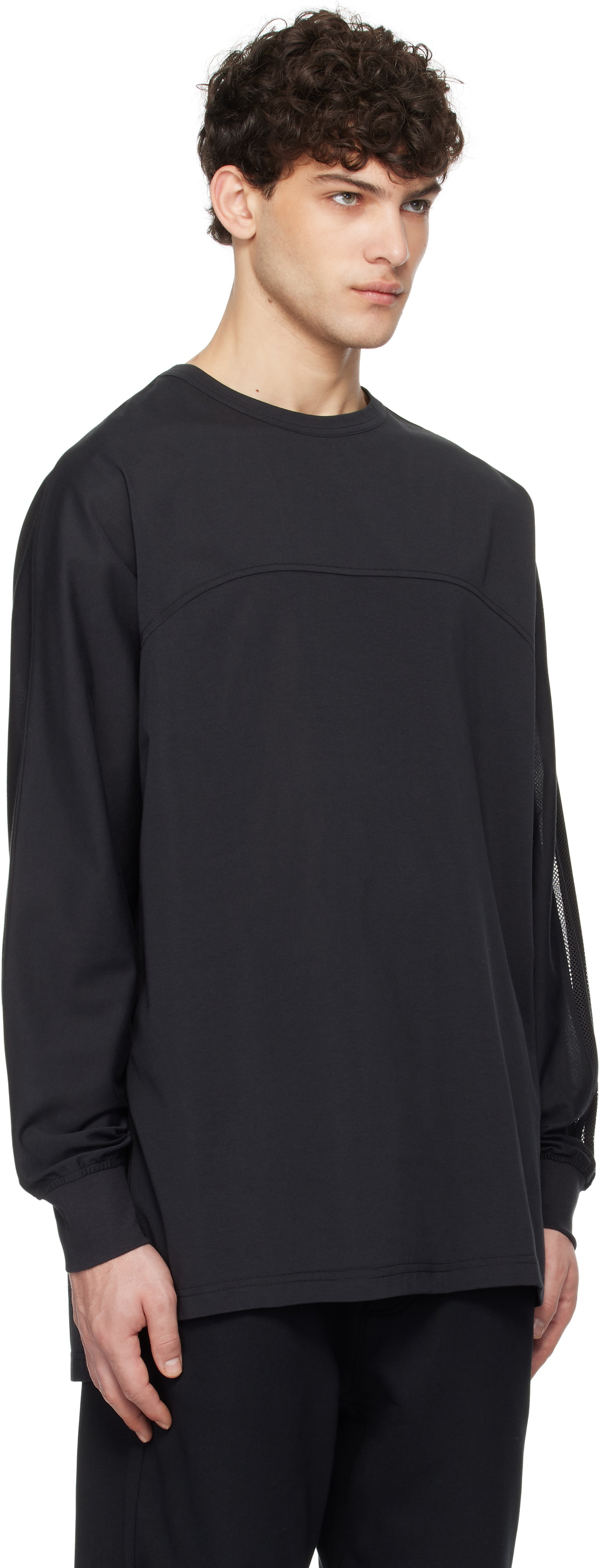 Y-3 Black Mesh Stripes Long Sleeve T-shirt Y-3