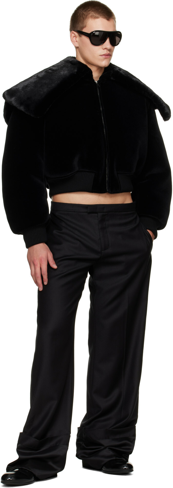Jean Paul Gaultier Black 'The Fur' Bomber Jacket
