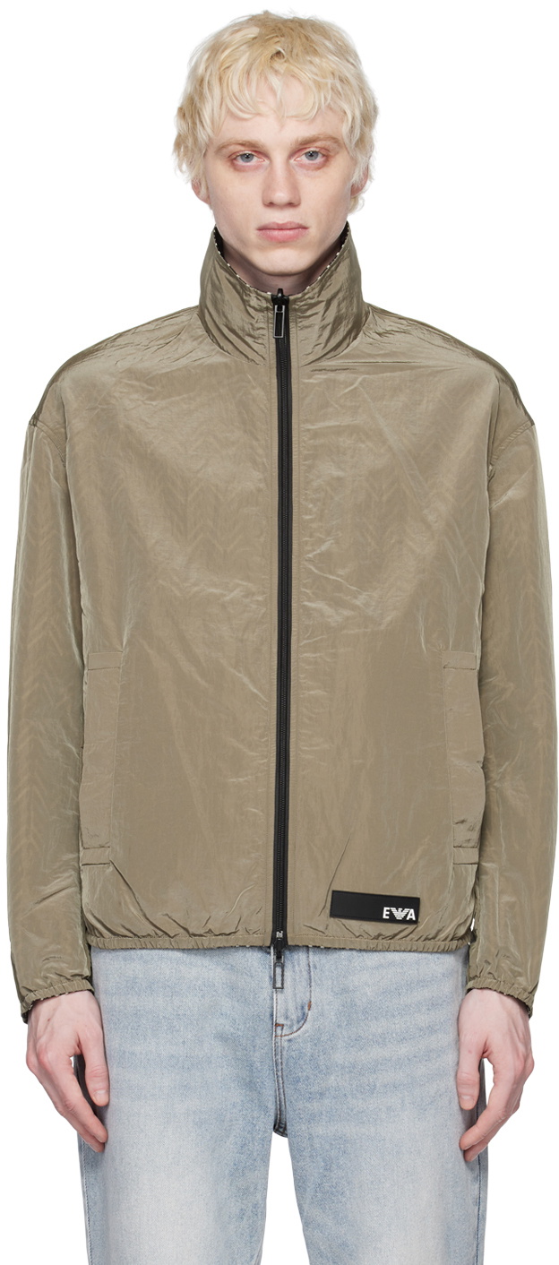 Emporio Armani Taupe & Multicolor Chevron Reversible Jacket