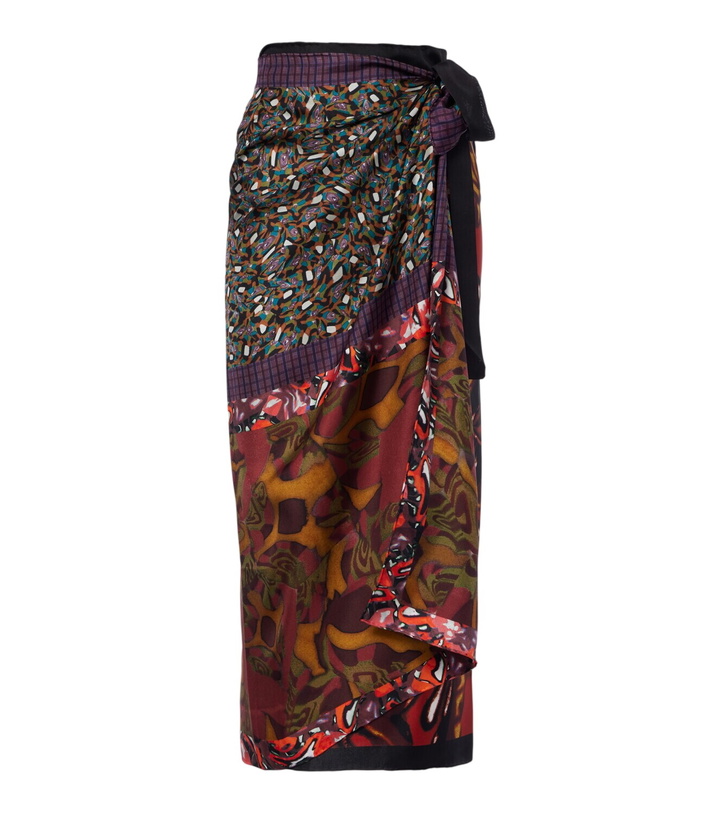 Photo: Dries Van Noten Scarfy printed silk wrap skirt