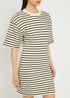 Anine Bing Mona Striped Cotton-blend Mini Dress White And Black