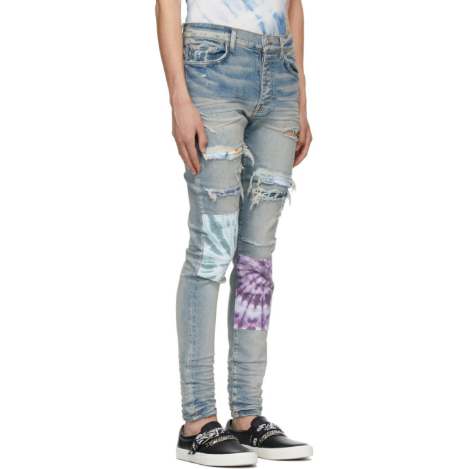 AMIRI Blue Tie-Dye Art Patch Jeans