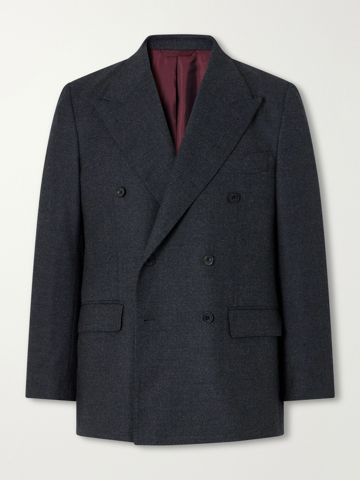 Rubinacci - Double-Breasted Virgin Wool-Twill Blazer - Gray