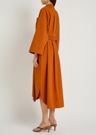 Roksanda Poska Belted Cotton-poplin Midi Dress Orange