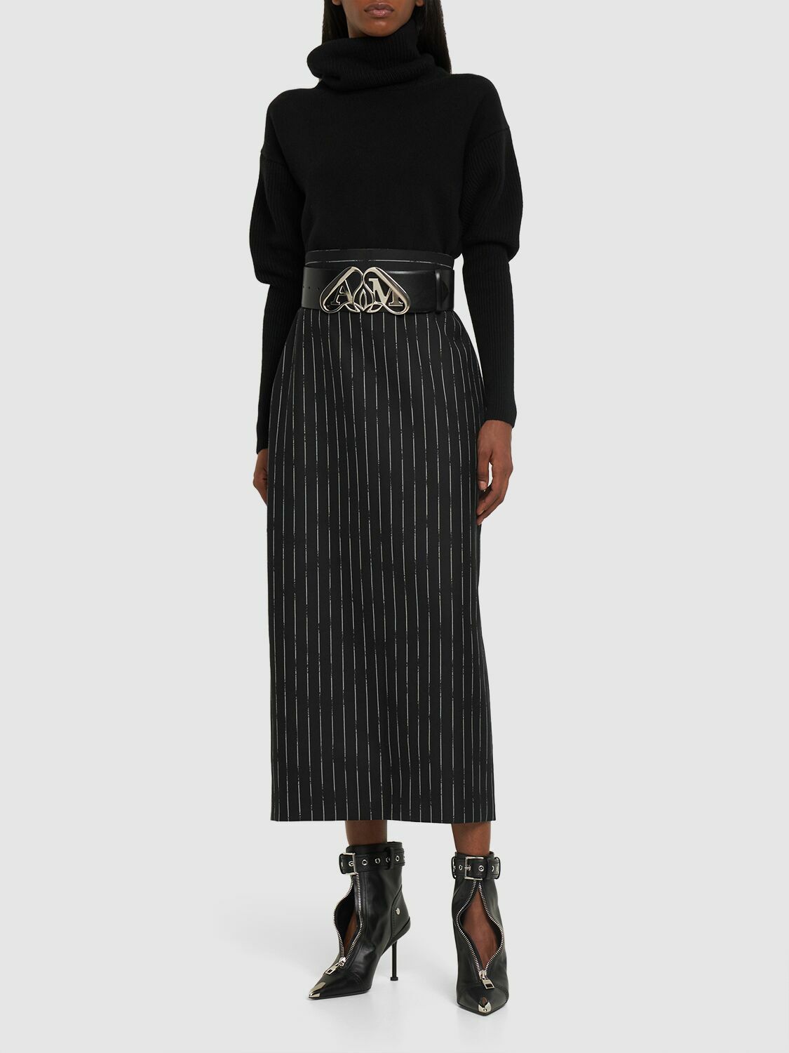ALEXANDER MCQUEEN - Zipped Cashmere Blend Turtleneck Sweater