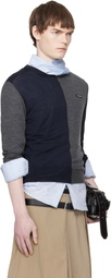 HODAKOVA Navy & Gray Knitted Patch Sweater