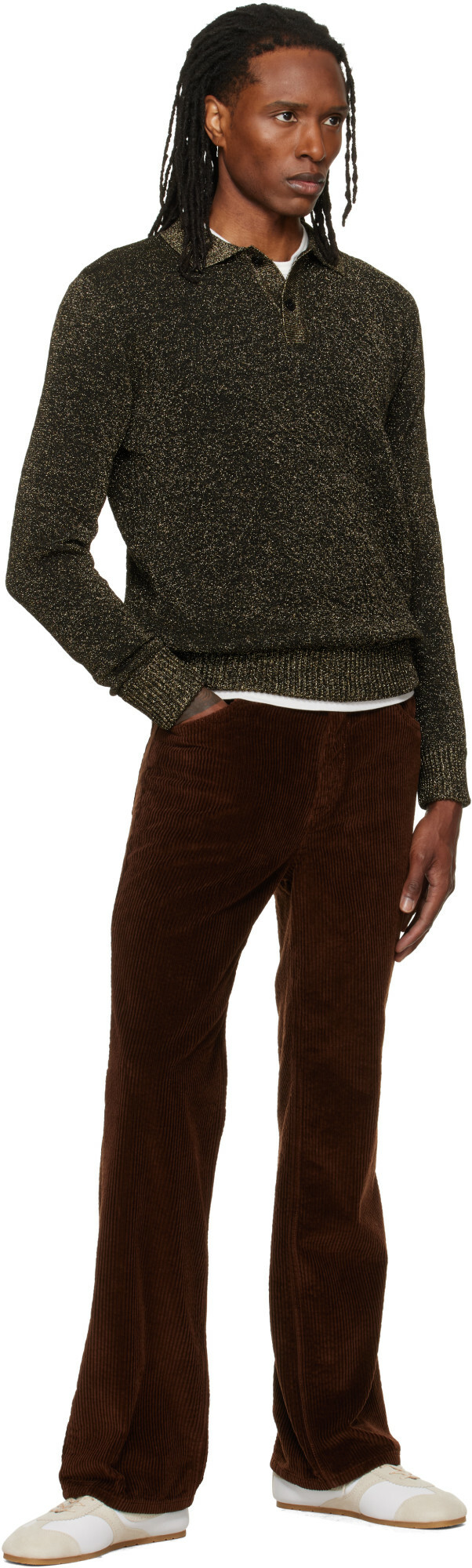 Marni Black Wool Lurex Detailing Polo