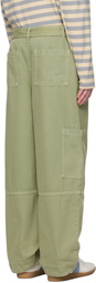 Maison Kitsuné Green Belted Utility Denim Cargo Pants