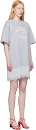 Stella McCartney Blue Lace-Insert Graphic T-shirt Minidress