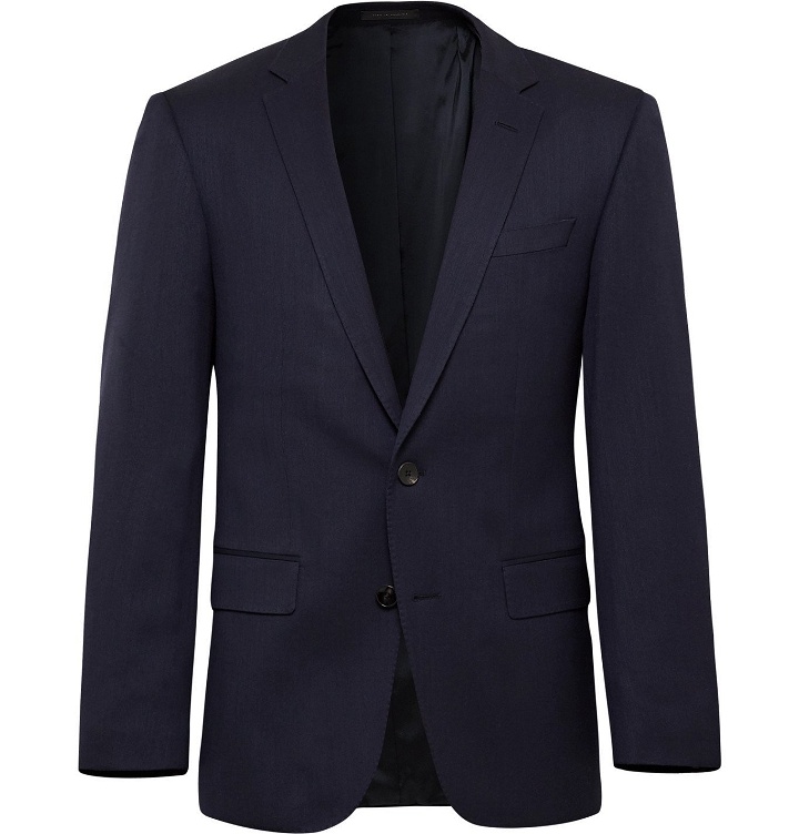 Photo: Hugo Boss - Huge/Genius Slim-Fit Nailhead Wool-Blend Suit Jacket - Blue