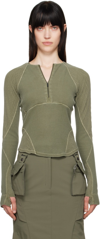 Photo: HYEIN SEO Khaki Half-Zip Raglan T-shirt