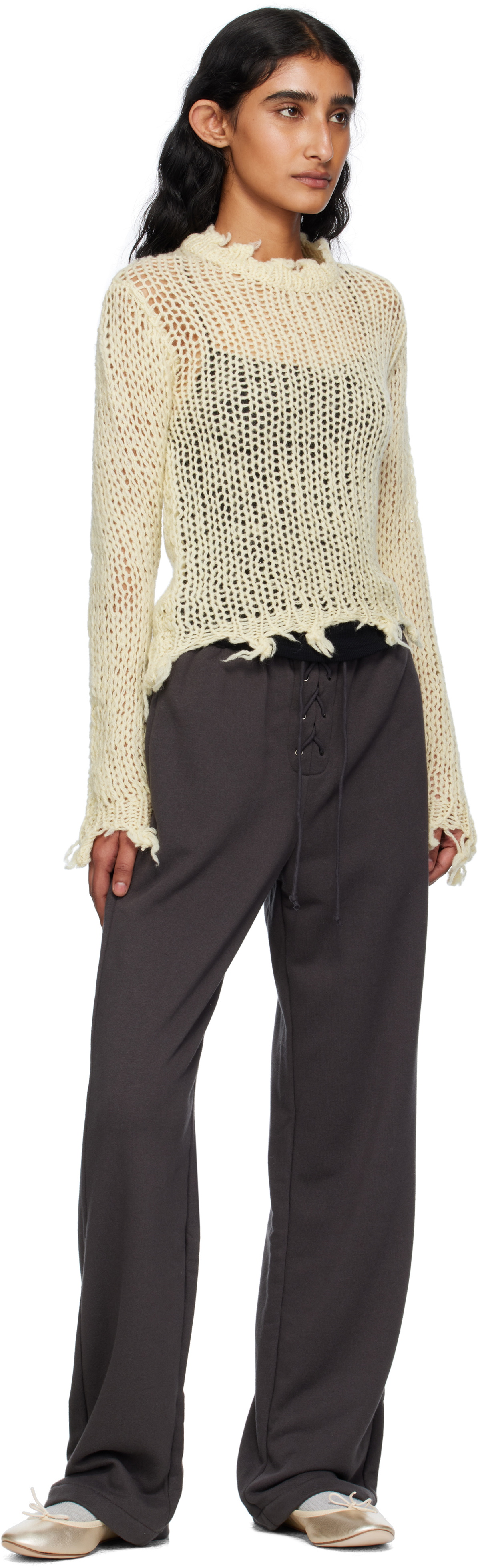 OPEN YY Gray Lace Up Lounge Pants