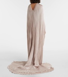 Marmar Halim Caped gathered pleated silk gown