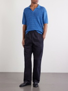3sixteen - Knitted Cotton Polo Shirt - Blue