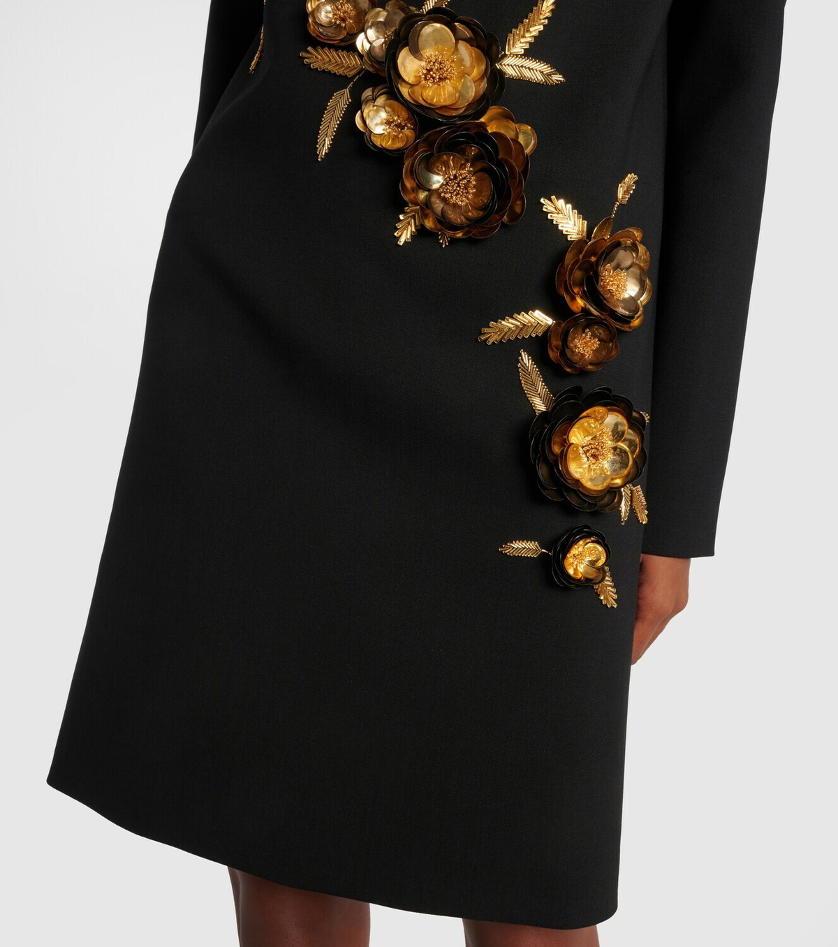 Carolina Herrera Embellished wool-blend shift dress