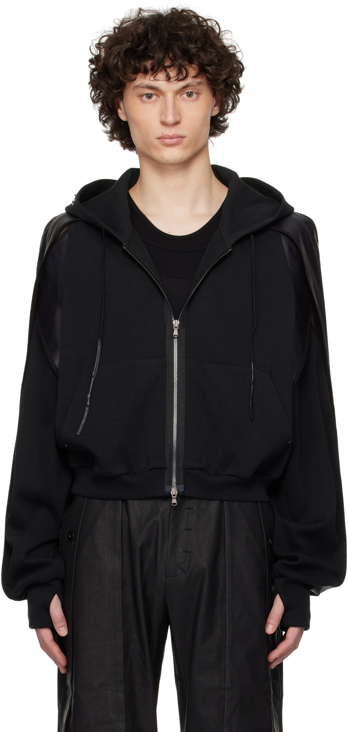 CARNET-ARCHIVE Black Armature Slim Zip-Up Hoodie CARNET-ARCHIVE