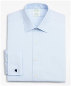 Brooks Brothers Men's Stretch Milano Slim Fit Dress Shirt, Non-Iron Pinpoint Ainsley Collar French Cuff | Light Blue
