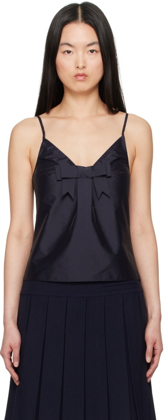 Photo: SHUSHU/TONG Navy Bow Tie Sling Top