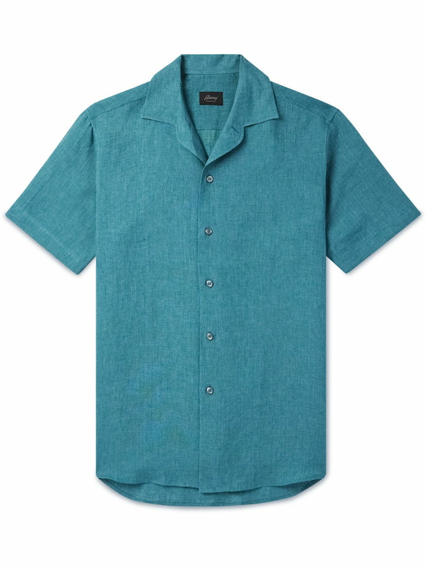 Photo: Brioni - Capri Camp-Collar Linen Shirt - Blue