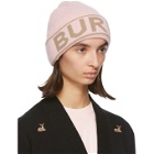 Burberry Pink Cashmere Logo Beanie