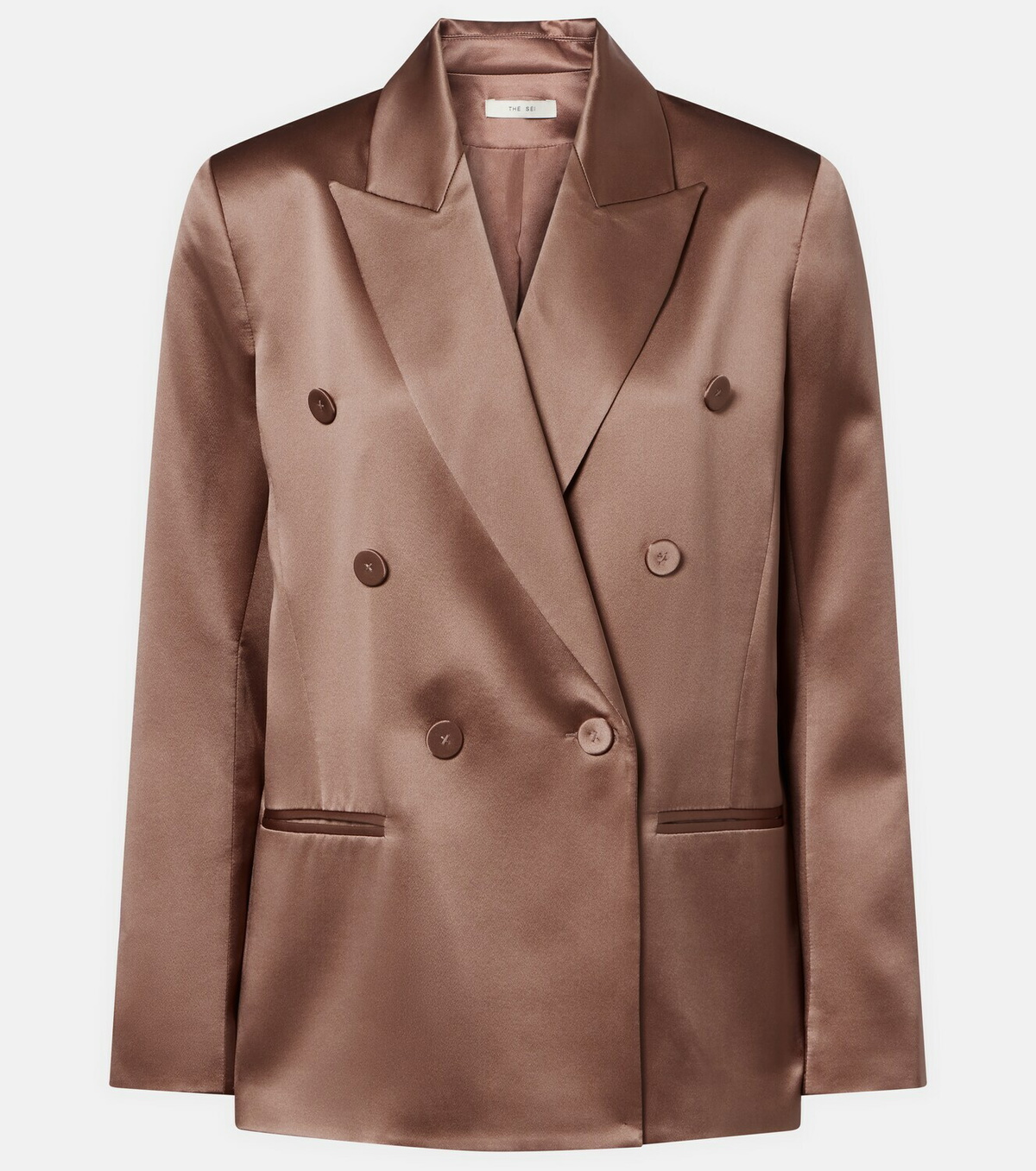 The Sei Double-breasted silk satin blazer