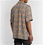 Burberry - Oversized Camp-Collar Checked Woven Shirt - Neutrals