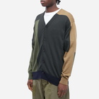 Comme des Garçons Homme Men's Mixed Panel Cardigan in Khaki