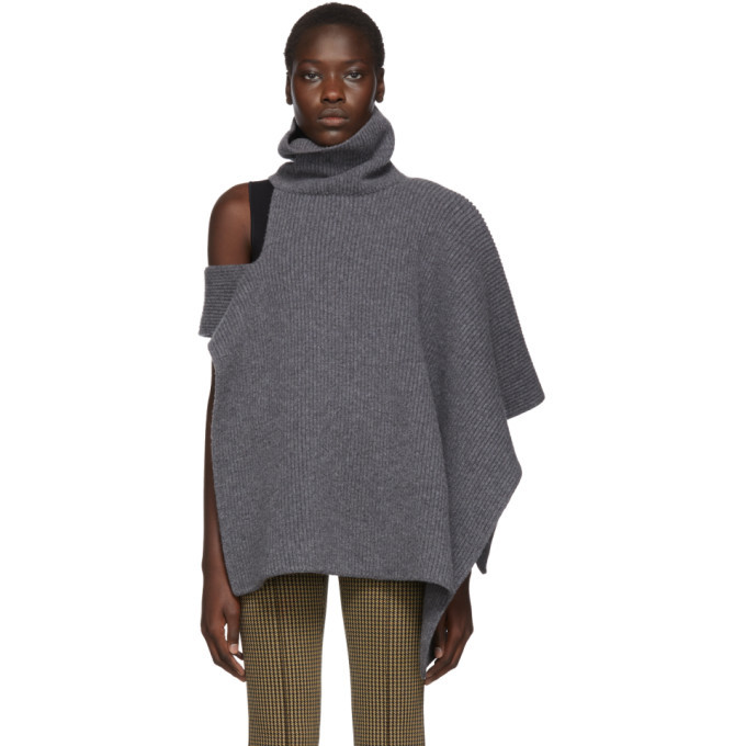 Ports 1961 Grey Fully Fashioned Poncho Turtleneck