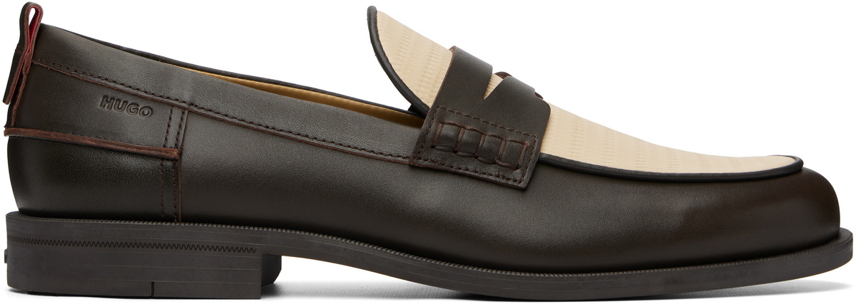 Hugo Brown Crocodile Vamp Leather Loafers