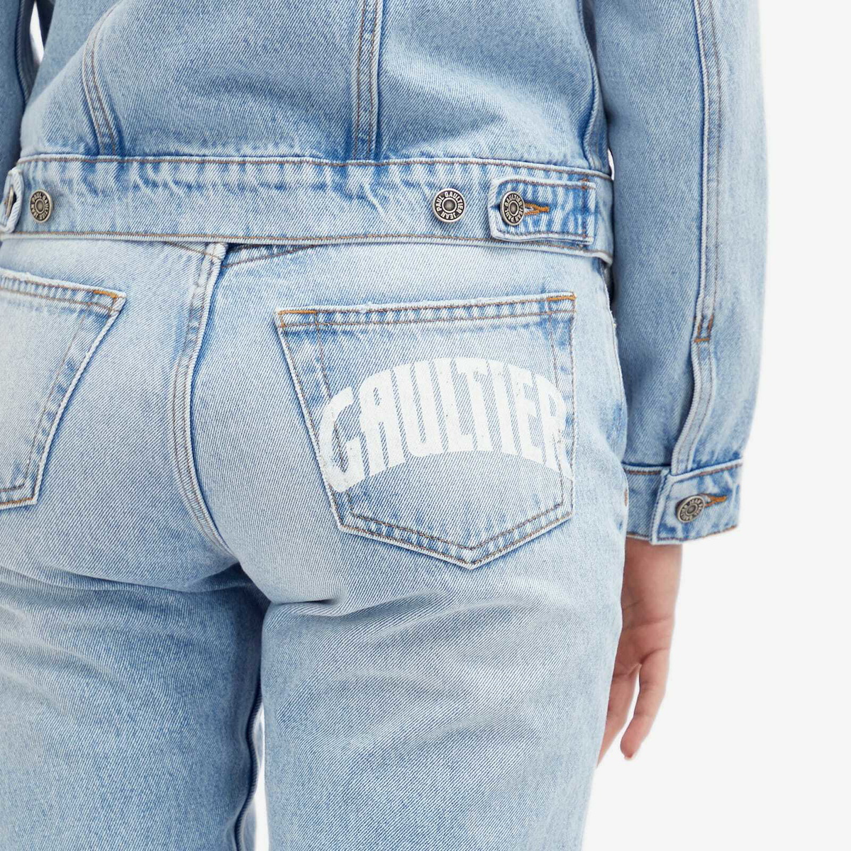 Jean Paul Gaultier Women's Logo Straight Leg Jeans in Light Blue