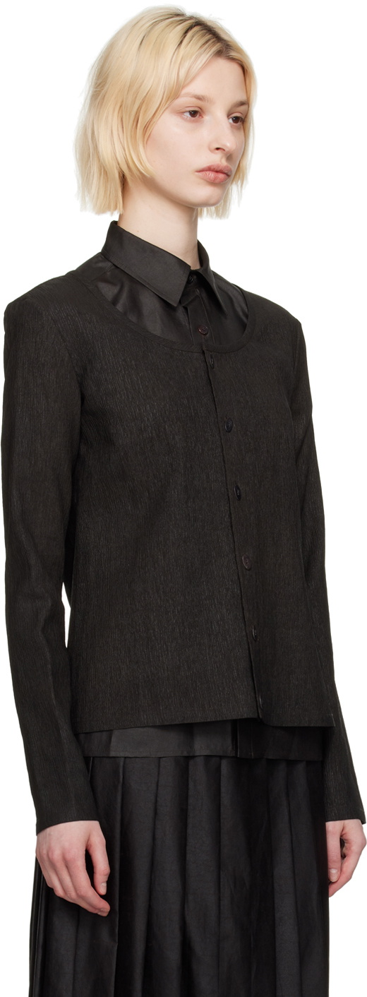 UMBER POSTPAST Black Mud-Dyed Cardigan