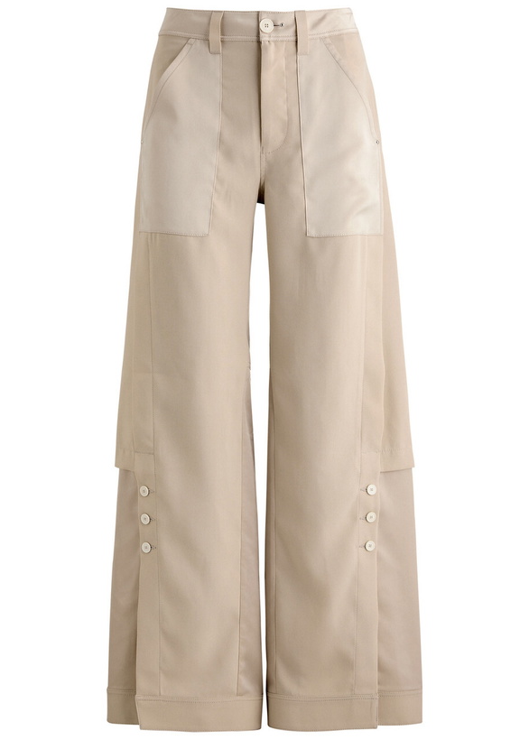 Photo: High Confidential Wide-leg Panelled Trousers Cream