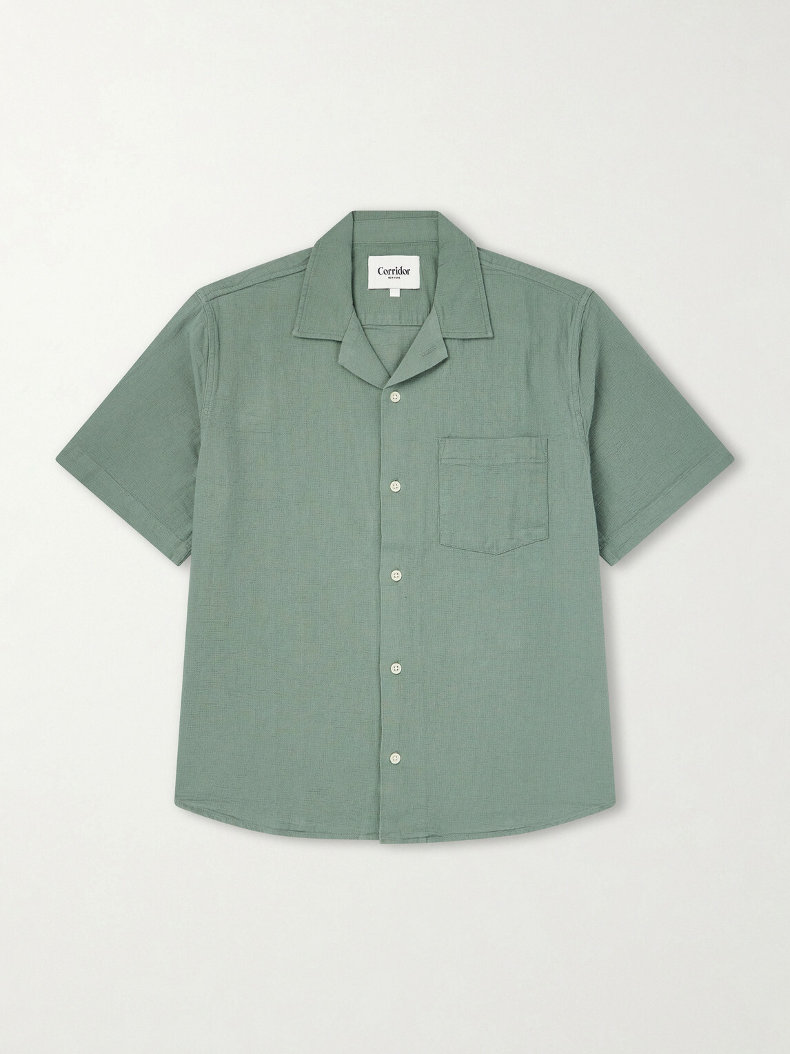 Corridor - Convertible-Collar Cotton-Hopsack Shirt - Green