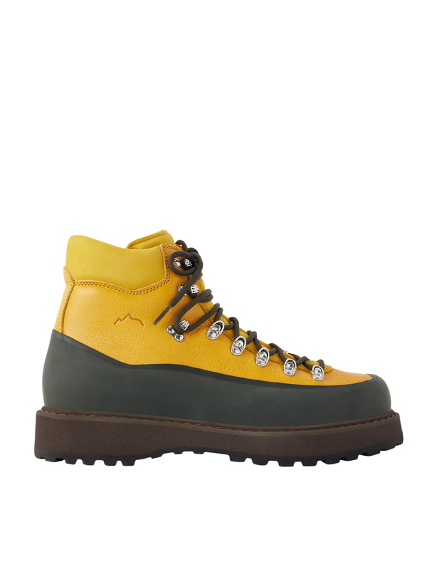 Photo: Diemme - Roccia Vet Logo-Embossed Rubber-Trimmed Full-Grain Leather Hiking Boots - Yellow