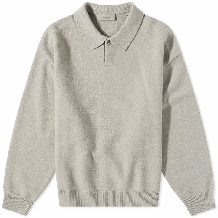 Photo: Fear of God ESSENTIALS Men's Knitted Polo Shirt in Seal