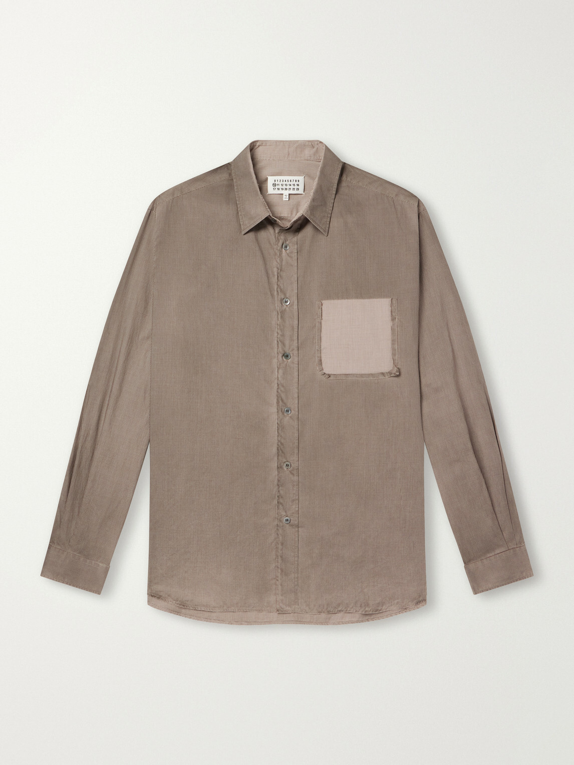 Maison Margiela - Camp-Collar Distressed Checked Cotton-Poplin Shirt - Neutrals