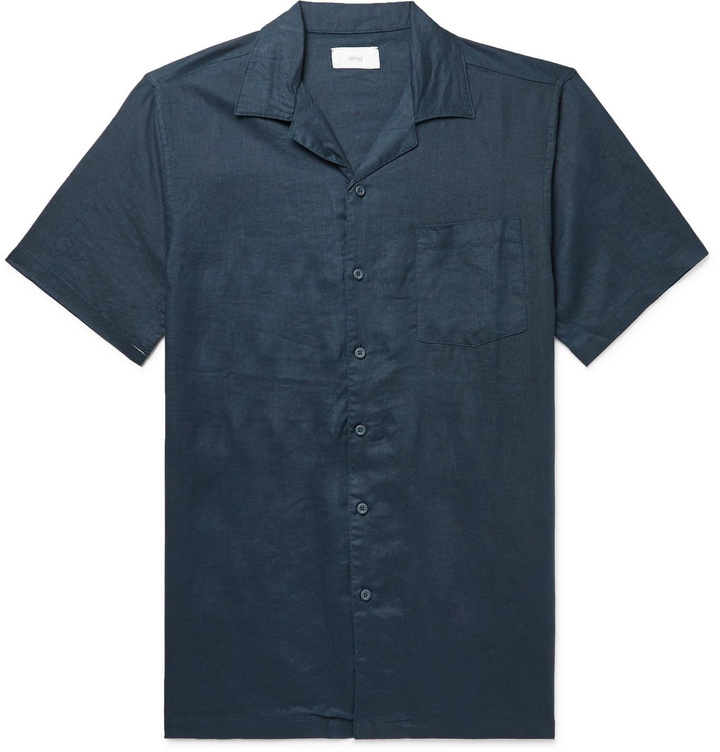 Photo: Onia - Vacation Camp-Collar Linen Shirt - Blue