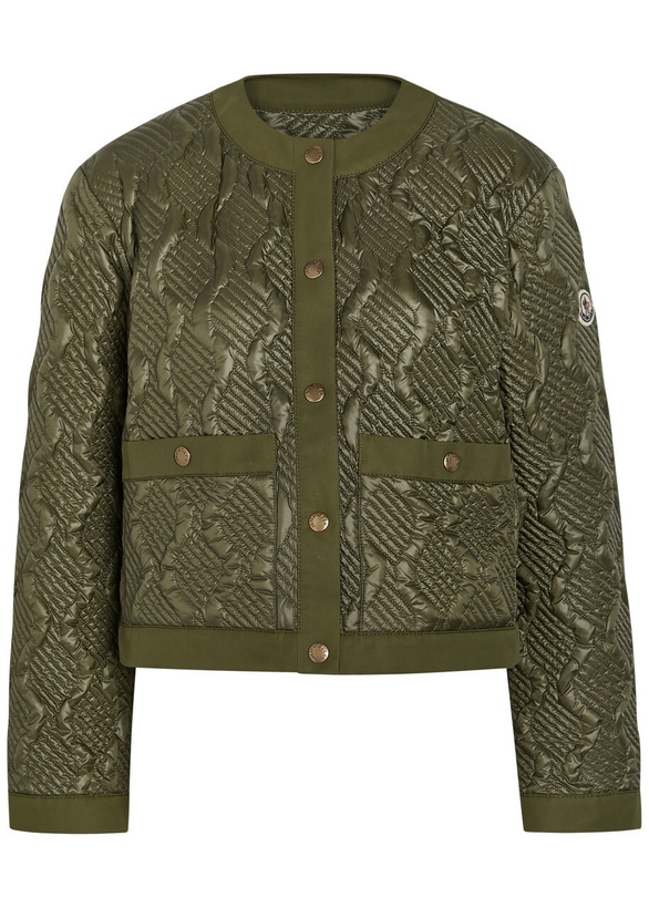 Photo: Moncler Libellule Quilted Geometric Nylon Jacket Olive
