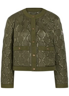 Moncler Libellule Quilted Geometric Nylon Jacket Olive