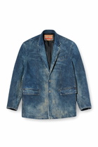 Diesel Blazer in hand-treated dirty denim - Denim Jackets - Unisex - Blue